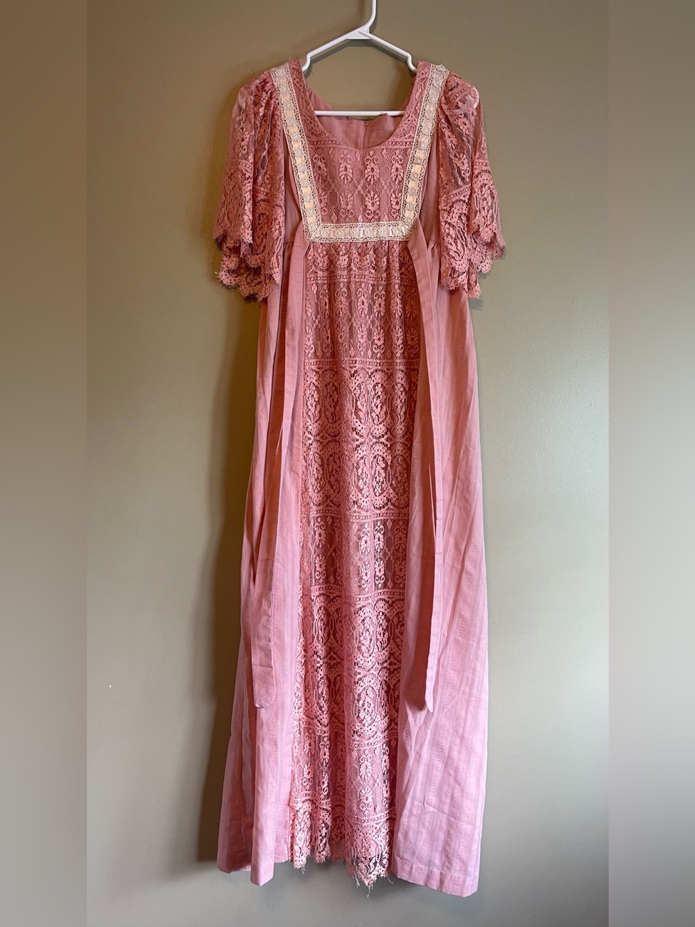 60’s/70’s Stunning Vintage Blush Prairie Cottagecore Romantic Maxi Dress